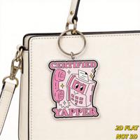 Portachiavi in acrilico certificato Yapper, design retrò rosa a forma di telefono e fax con brillantini, accessorio divertente per amanti dei chat, per borse e chiavi