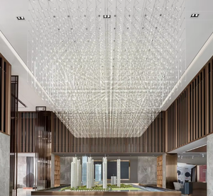 Araña de estrella cuadrada LED grande moderna inusual iluminación colgante interior para techo de vestíbulo de Hotel colgante de tamaño medio al por mayor - Product Image 1