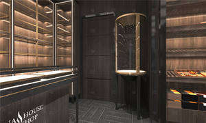 Éclairage en bois tabac affichage magasin de cigares montage conception de meubles fumée personnalisée salle d'exposition commerciale vitrine de cigares - Product Image 4