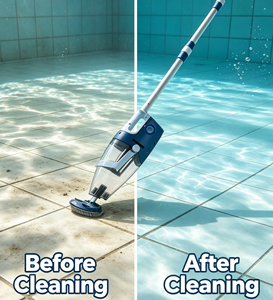 Nettoyeur de <span class=keywords><strong>piscine</strong></span> et de spa <span class=keywords><strong>automatique</strong></span> rechargeable à haute efficacité avec un grand filtre à débris, un manche télescopique et deux niveaux de puissance d'aspiration - Product Image 3