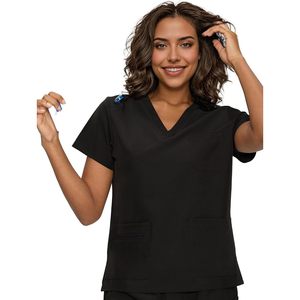 Floralhue Women's V-Neck <b>Scrubs</b> <b>Top</b> And Cargo Pants With 12 Pockets Yoga Waistband 4 Way Stretch Hospital Uniforms - Product Image 4
