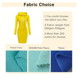 Vente en gros de vêtements de ville décontractés avec logo personnalisé sérigraphie de haute qualité en coton avec poches et ficelles en éponge française robe à capuche pour femmes - Product Image 3