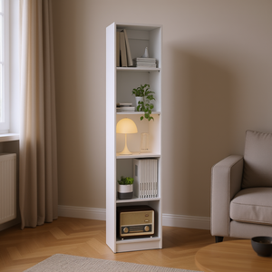 Librería Compacta Blanca DB Vinton XS de 33x15x85cm con Múltiples Estantes, Mueble de Almacenamiento Moderno para Sala de Estar - Product Image 2