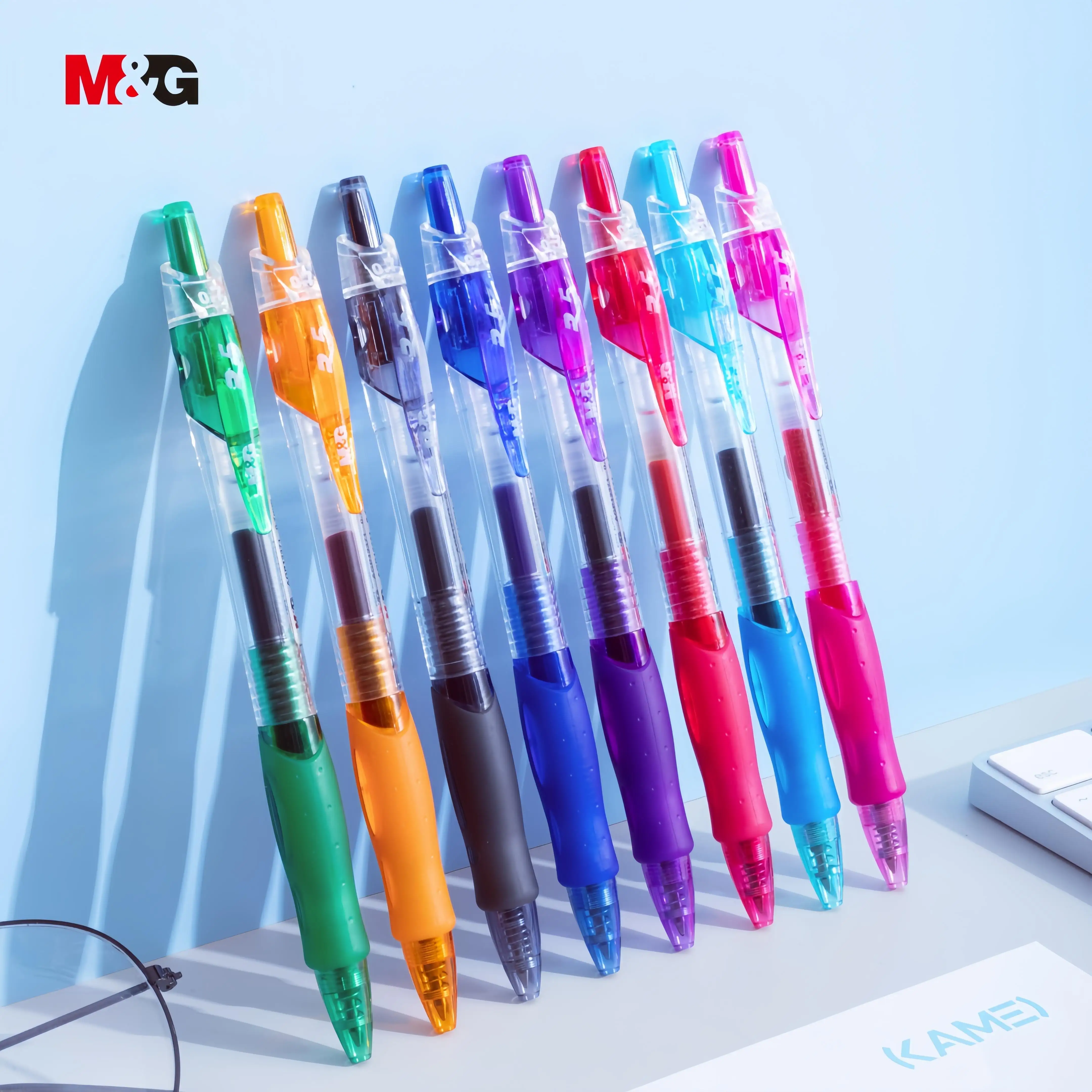 M & G papelería R5 venta al por mayor bolígrafos de tinta de Gel retráctiles de colores personalizados multicolor 0,7mm ancho de escritura azul Rosa rojo púrpura naranja