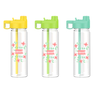 Bouteille d'eau en plastique de grande capacité rechargeable avec logo personnalisé de grande valeur avec paille et couvercle rabattable