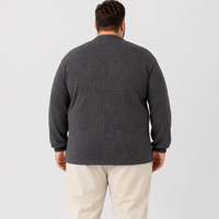 Kaos Rajut Henley Lengan Panjang Pria Kancing Depan Bergaris Sederhana Kasual Ukuran Besar dan Tinggi Plus Size Oversize Santai 6XL 7XL