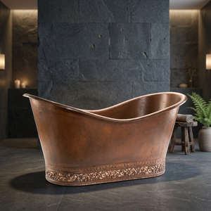 อ่างอาบน้ำทองแดงแบบตั้งพื้นพร้อมฐานแบบมีกระโปรง - งานฝีมืออินเดีย - Product Image 1