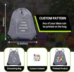 Sac à cordon en nylon imperméable personnalisé avec logo tendance, sac à dos de sport de plein air, sac à cordon imprimé en polyester personnalisé - Product Image 2