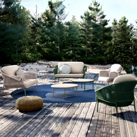 Ensemble de meubles de jardin en métal multifonctionnel en bambou résistant aux intempéries pour patio, salon de jardin, canapé 3 places