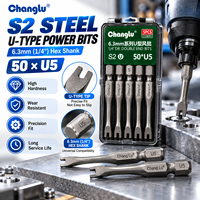 Embouts de tournevis U5 à double tête en acier S2 de 50 mm à couple élevé, 5 pièces, embouts magnétiques de type U à tige hexagonale de 1/4 pour outils pneumatiques