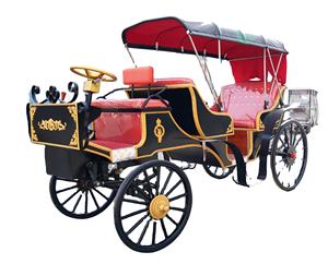 Carruaje romántico de caballos Vehículo recién casado Carro eléctrico de turismo con dosel Carro de caballos - Product Image 3