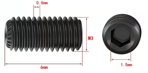 LeGood DIN916K hex with knurled head set <b>screw</b> M3 thread 6mm long 12.9 grade black - Product Image 5