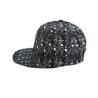 Zwarte splatter paint print SUPER ME leren patch flat brim snapback pet hiphop baseball cap