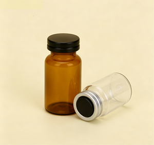 Flacons à sertir en borosilicate ambré anti-lumière OEM avec bouchons métalliques assortis, protection UV, bouteilles de stockage en verre vides - Product Image 2