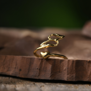 Fashion <b>Rings</b> PVD Gold Plated 316L Stainless Steel Heart Design Adjustable Wrap <b>Ring</b> - Product Image 3