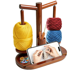 Soporte de Hilo de Madera para Tejer y Hacer Ganchillo, Soporte Giratorio Magnético para Hilo <span class=keywords><strong>con</strong></span> 2 Ejes, Almacenamiento de Accesorios de Ganchillo - Product Image 1