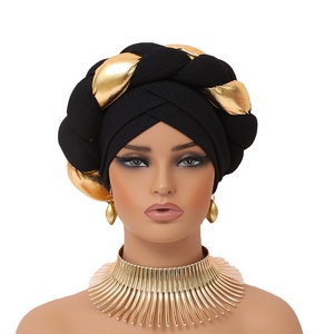 Gele Phi Headtie Đẹp Không Gian Lớp Hai Màu Bện Khăn Phụ Kiện Tóc Aso Oke Nigeria Phụ Nữ Turban <span class=keywords><strong>Hat</strong></span> - Product Image 1