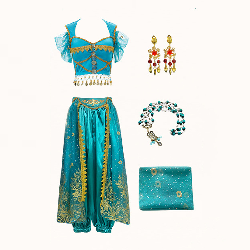 Exotic Adult Girl Cosplay Jasmine Princess Dancewear Dress Up Costumes For Girls' Indian Dance Performance Supplies