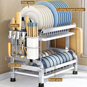 <span class=keywords><strong>Scolapiatti</strong></span> a 3 Ripiani in <span class=keywords><strong>Acciaio</strong></span> Inox per Cucina, Mensola Portaoggetti Domestica, Porta Piatti e Coltelli - Product Image 3