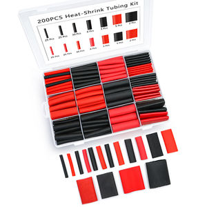200 pièces <span class=keywords><strong>3</strong></span>:1 rapport de rétrécissement bricolage adhésif doublé gaine thermorétractable Kit d'emballage étanche <span class=keywords><strong>noir</strong></span> rouge isolation de câble électrique - Product Image 2