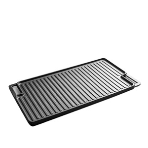 Voorgekruide dubbelzijdige gietijzeren rechthoekige BBQ-grillplaat, grillpan, buitenkookpan, braadpan, koekenpan - Product Image 1