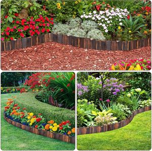 Bordure <span class=keywords><strong>de</strong></span> jardin en bois Bordure <span class=keywords><strong>de</strong></span> paysage en bois avec gants Barrière <span class=keywords><strong>de</strong></span> mauvaises herbes pour pelouse décorative Patio Allée Chemin Clôtures d'arbres - Product Image 3