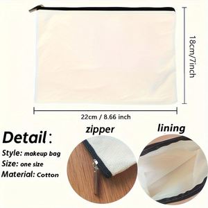 Custom Logo Cross Grain Canvas Zipper Pouch Eco-Friendly Geometric Pattern Multifunctional Cosmetic <b>Makeup</b> Bag Stationery <b>Case</b> - Product Image 3