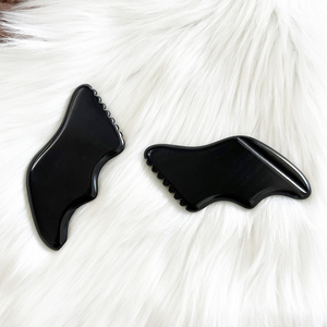 Herramienta de elevación facial con forma de rayo, piedra Bian, Gua Sha, piedras de masaje con borde suave, GEMA, tablero de Guasha y <span class=keywords><strong>rodillo</strong></span> de Jade - Product Image 1