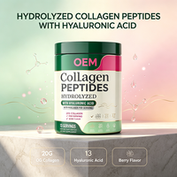 Poudre de peptides de collagène hydrolysé 20g de collagène par portion avec acide hyaluronique saveur baies 13 portions Poids net 300g