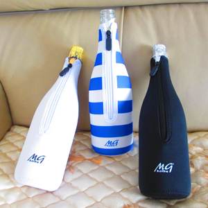 White Zipper Closure 750ml Custom Single Neoprene <b>Wine</b> Bottle Cooler champagne Holder Cover for Promotion - Product Image 1