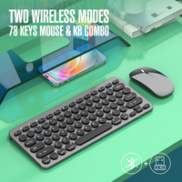 Combo de Teclado y Ratón Inalámbrico 2.4G+BT de Fábrica, 78 Teclas, ABS+Metal, Alta Calidad para Laptop, PC, Tablet, Plug and Play, Disponible en Stock