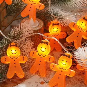 Battery Operated Lighted Up Warm White Led Lights Christmas Festival Gingerbread Cookies Man String Lights