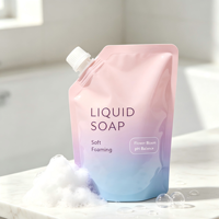 Pochette souple rechargeable haut de gamme avec bec verseur latéral de 0,86 cm et bouchon à vis pour emballages de savon liquide