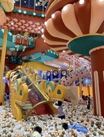 Castillo Inflable Infantil Redondo para Interiores, Castillo Pequeño de Acero Galvanizado, Área de Juegos Circular Personalizada con Tobogán y Piscina de Pelotas