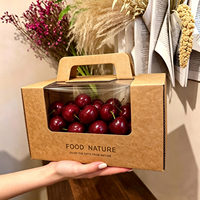 Boîte cadeau transparente personnalisée pour fruits frais, emballage portable en carton ondulé pour cerises, oranges et raisins