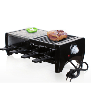Grill à <span class=keywords><strong>raclette</strong></span> portable d'intérieur à 2 niveaux avec poignées <span class=keywords><strong>en</strong></span> <span class=keywords><strong>bois</strong></span>, barbecue électrique à <span class=keywords><strong>raclette</strong></span> pour 8 personnes - Product Image 3