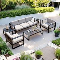 Ensemble de canapés de jardin modernes en alliage d'aluminium, imperméables et résistants aux UV, pour balcon, bureau de vente et salle d'exposition, mobilier d'extérieur
