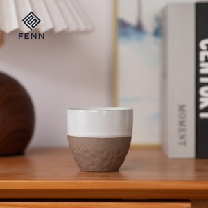 Tasse à expresso et cappuccino en céramique beige FENN avec logo personnalisé, 130 ml, tasse à café et à thé en poterie, tasse en argile pour cadeau - Product Image 1