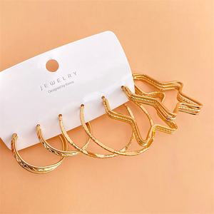 VKME – ensemble de boucles d'oreilles en métal doré, personnalisé Punk, grande étoile, cœur, cerceau en bambou pour cadeau de fête, <span class=keywords><strong>2022</strong></span> - Product Image 2