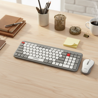 Keyboard nirkabel Mini ergonomis, Set Kombo Set Mode ganda 2.4G BT desain populer untuk Desktop Laptop kantor