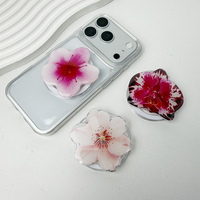 Vente directe d'usine de support de téléphone magnétique rétractable à motif de fleurs de cerisier. Support magnétique pour téléphone en résine acrylique époxy Orchid