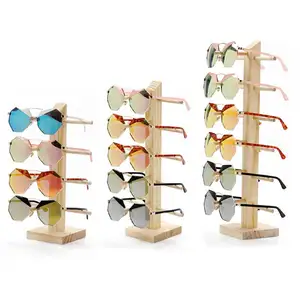 Natural Bamboo Wall Mounted Glasses Display Rack wholesale Sunglasses Display Stand Wood