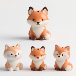 <span class=keywords><strong>Tirelire</strong></span> en céramique <span class=keywords><strong>renard</strong></span> de dessin animé - Peinte à la main en 3D avec fente pour pièces, commande en gros personnalisée pour cadeaux d'enfants et fournitures de magasins de jouets - Product Image 1