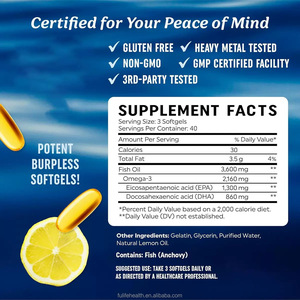 Fulife 3600mg Huile de poisson oméga-<span class=keywords><strong>3</strong></span> en <span class=keywords><strong>capsules</strong></span> molles, <span class=keywords><strong>capsules</strong></span> végétales d'oméga-<span class=keywords><strong>3</strong></span> EPA DHA, compléments alimentaires à base d'huile de poisson oméga-<span class=keywords><strong>3</strong></span> - Product Image 4