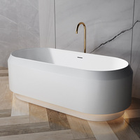 Bak Mandi Berdiri Sendiri dari Batu Buatan Modern Ramah Lingkungan 60gal+ dengan Saluran Pembuangan Berlapis Nikel untuk Penggunaan Hotel.
