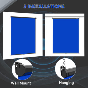 RAUBAY Retractable Pull Down Blue Screen-Polyester Wrinkle Resistant Anti-Glare 59.8" X 86.6" Collapsible Wall-Mount Background - Product Image 5