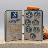 Médailles de sport personnalisées commémoratives pour l'athlétisme, la randonnée, la course de 5 km et le marathon, en métal, avec design à ouverture rabattable, et cordon