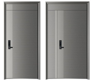 モダンなデザインのフルオロカーボンペイント鋼セキュリティドア光沢度の高い仕上げアルミ合金指紋マルチポイントロック - Product Image 1