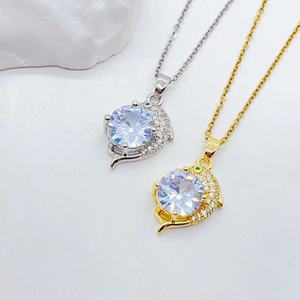 Haute qualité Mode En Acier Inoxydable Nouvelle Conception Zircon Dauphin Lumière Collier De Luxe pour les Femmes - Product Image 1