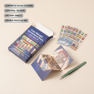 Kit <span class=keywords><strong>de</strong></span> <span class=keywords><strong>Pegatinas</strong></span> 3D Personalizadas DIY: <span class=keywords><strong>Tienda</strong></span> <span class=keywords><strong>de</strong></span> Conveniencia Acogedora a Medianoche, <span class=keywords><strong>Pegatinas</strong></span> PET Antiestrés con Tarjeta <span class=keywords><strong>de</strong></span> Escena Plegable - Product Image 1